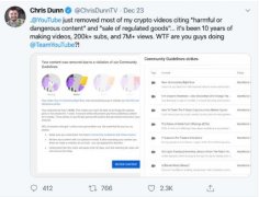 YouTube删除加密货币相关内容，流量博主对此发表看法