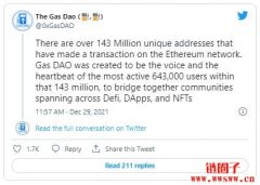 专为以太坊活跃用户打造的DAO！Gas Fee花费1559美元以上