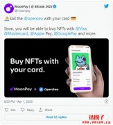 Moonpay联手OpenSea推出信用卡买NFT：Vi