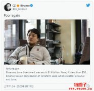 LUNA跌成垃圾！Pantera早兑现80%赚翻；CZ戏称又穷了